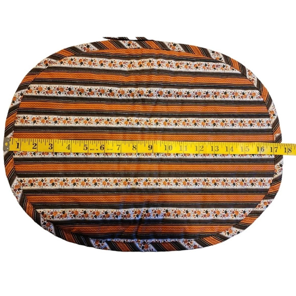 2 Vintage Retro Oval Placemats Brown Orange - Picture 7 of 8